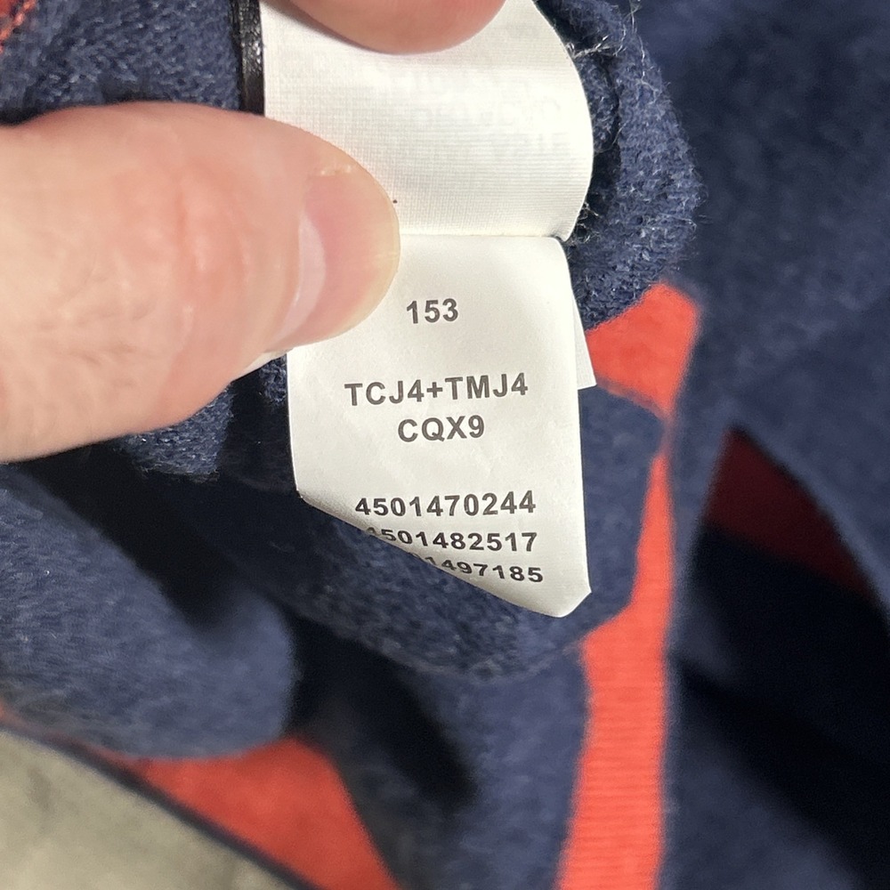 The North Face Mt Tam 1/4 Zip Sweater Navy Blue Wool Cotton Mens Large Pullover - Picture 12 of 13